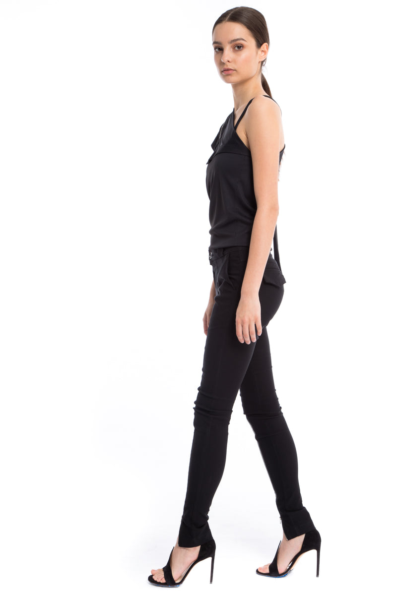 NinoBrand black skinny Pants with front silver long zippers – NINObrand