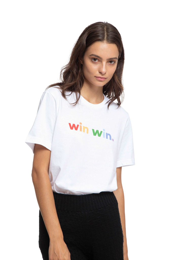 NINObrand Win Win Organic cotton t-shirt with crew neck in white 