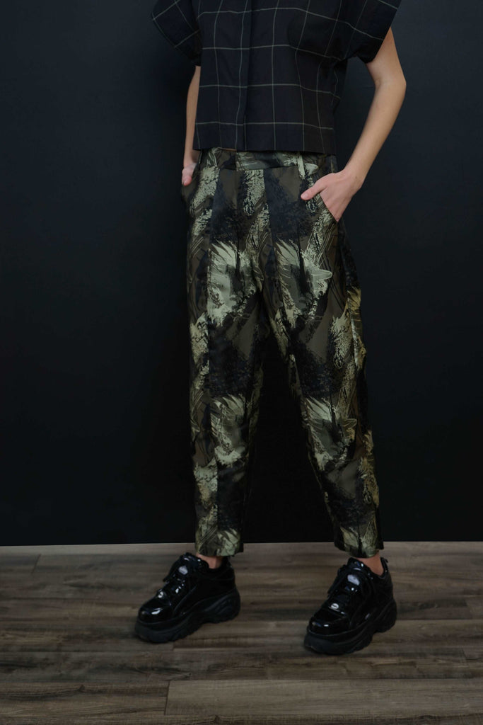 Green Jacquard Pants