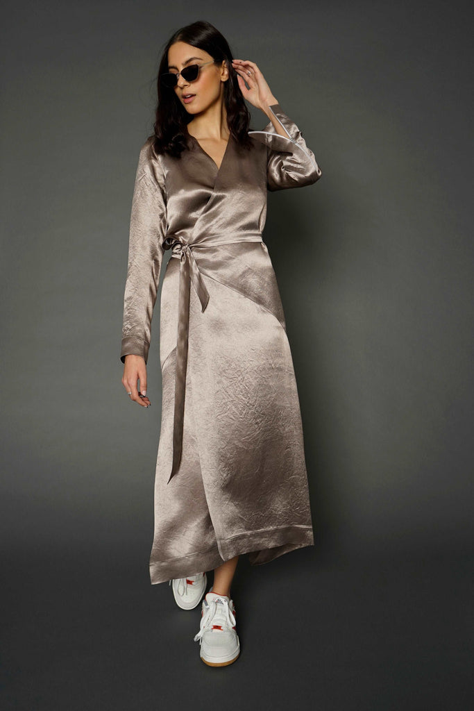 wrap dress champagne Champagne beige wrap dress