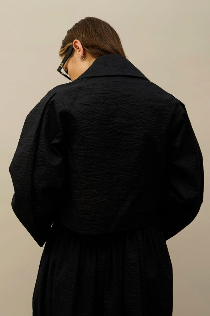 Nori Women's Navy Cotton Top/Jacket with Front Two-way Zipper