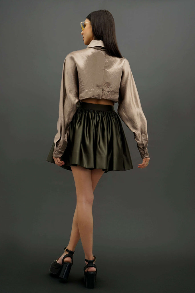 Daria V.2 Olive Gathered Mini Skirt – NINObrand
