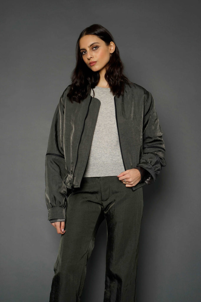 Olive green bomber jacket womens hotsell