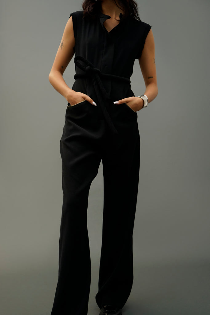 Women's Black Sleeveless Jumpsuit