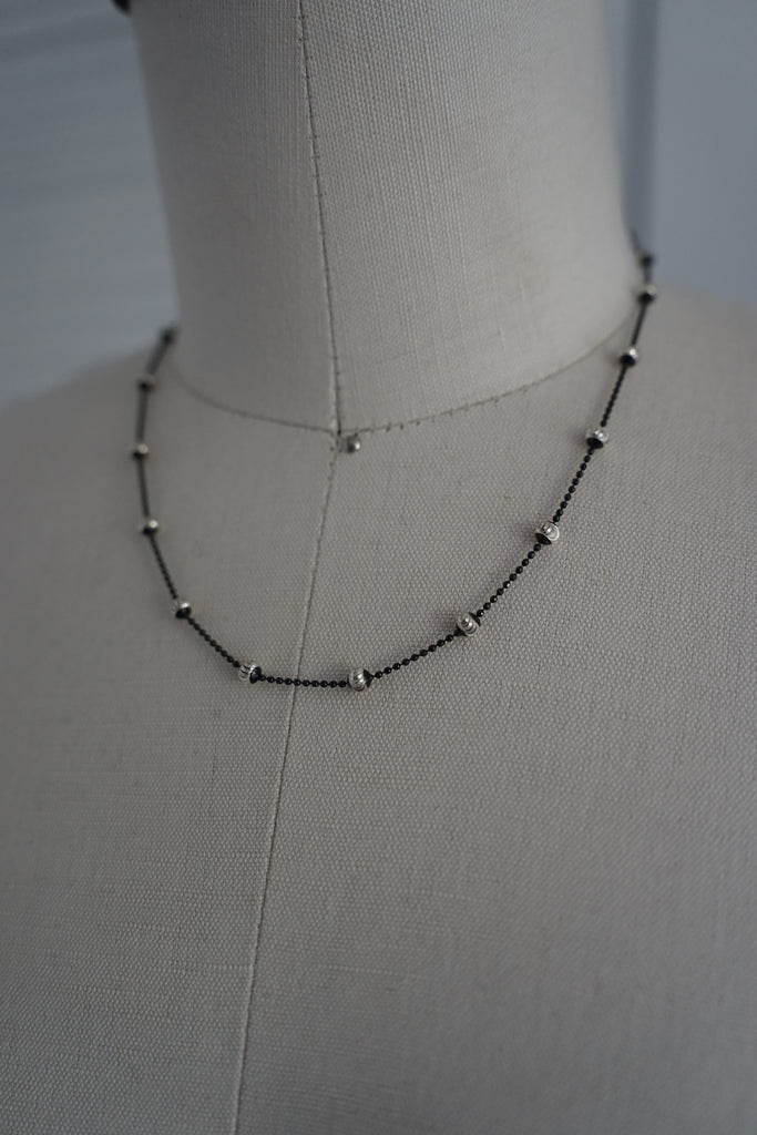 Blackened Sterling Silver Bead Station Necklace