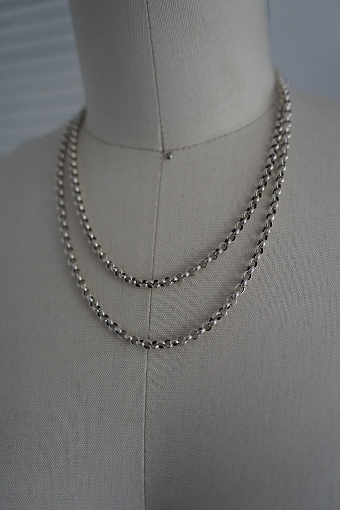 Sterling Silver Double Curb Chain Necklace