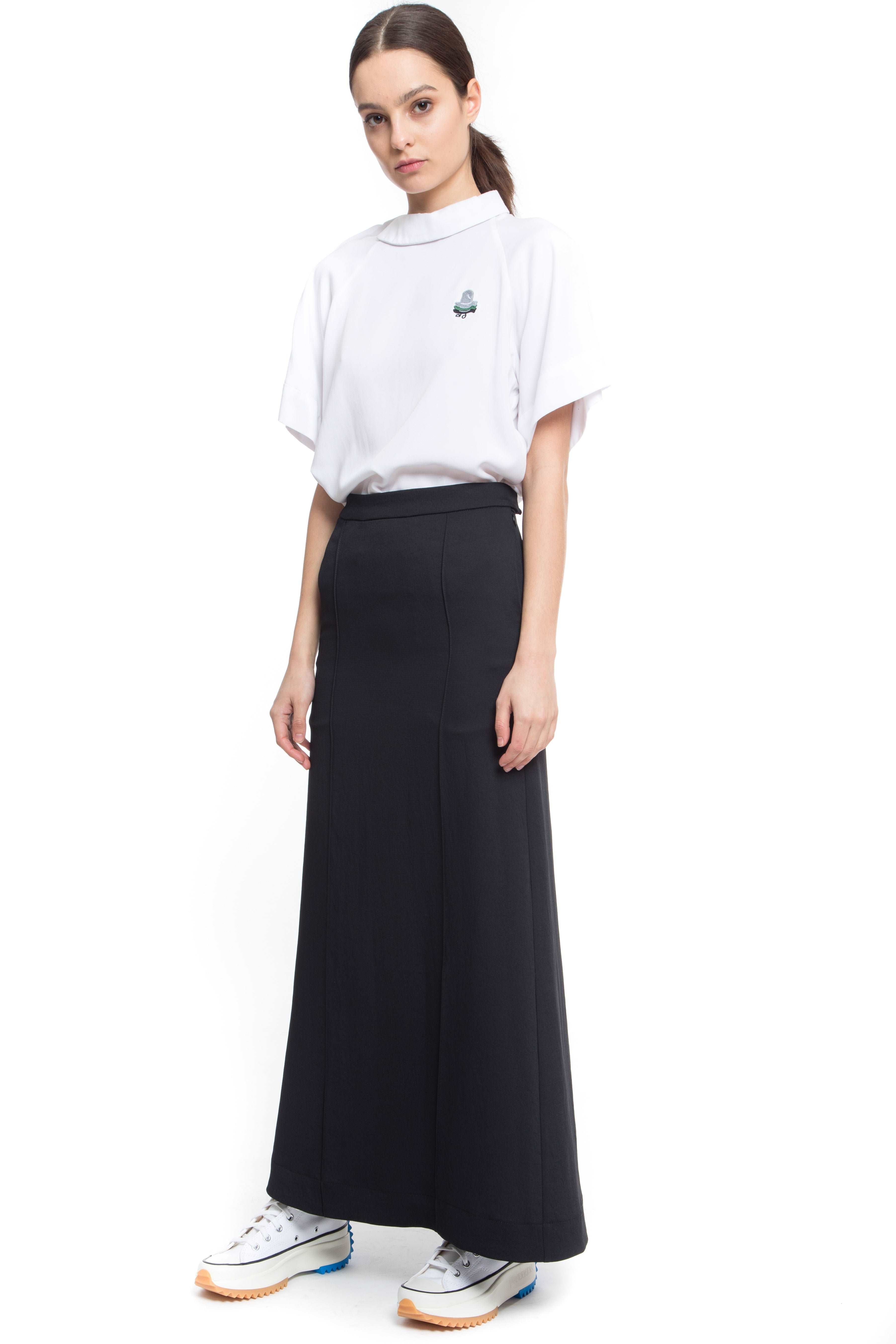 スカート NOIRNINE Balloon Long Skirt 5BMR0247 Long Skirt Women Elegant Elastic Waist A-line Loose Balloon