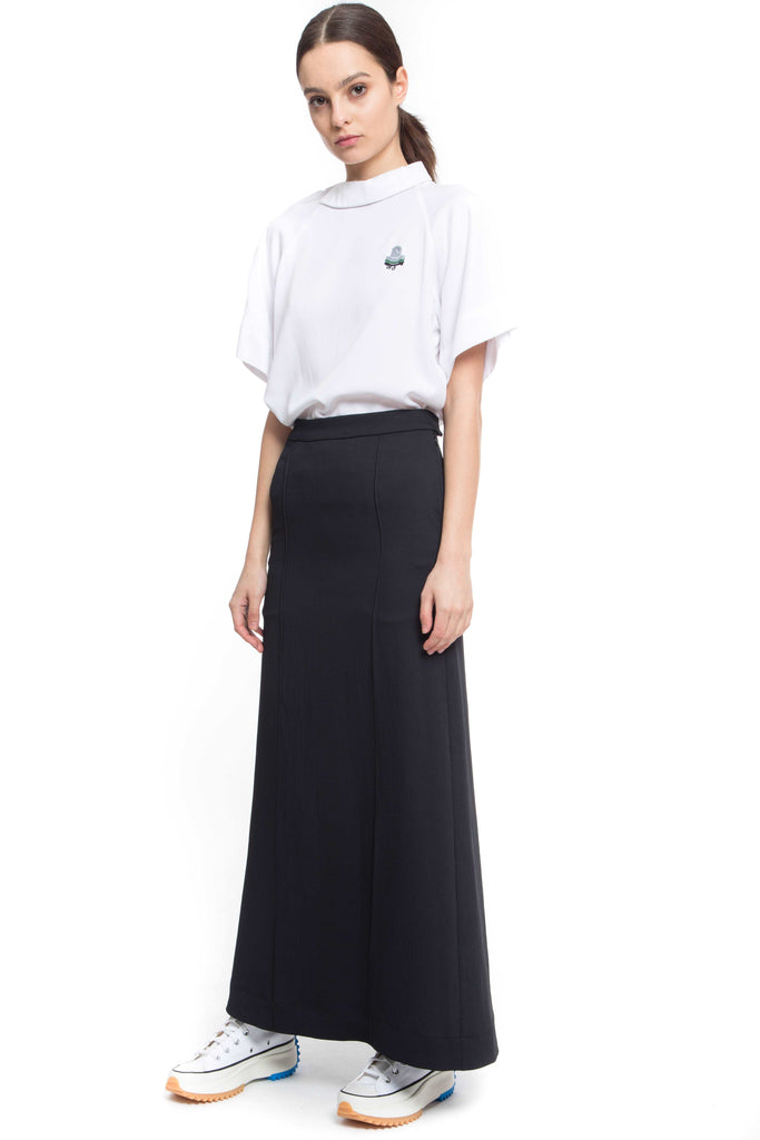 NINObrand  black Slight A-line long maxi skirt 