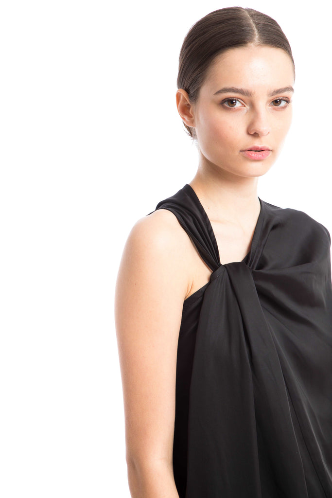 NinoBrand Black Top with sheer top shoulders and a cute mini v-neck –  NINObrand