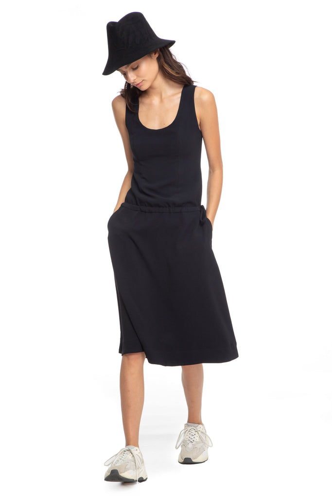 NINObrand Black Dress With Cape draw string and side pockets