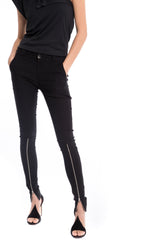 NinoBrand black skinny Pants with front silver long zippers