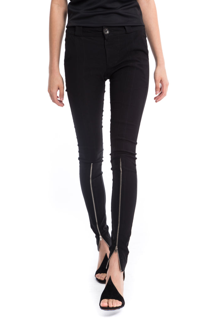 NinoBrand black skinny Pants with front silver long zippers NINObrand NinoBrand black skinny Pants with front silver long zippers NINObrand
