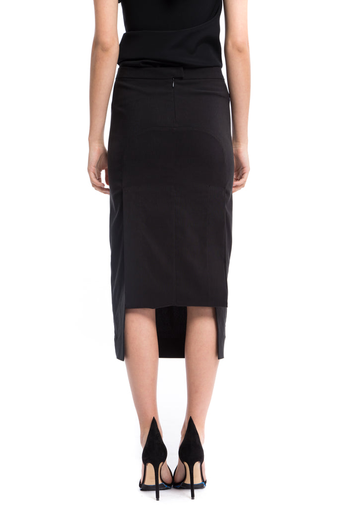 Black midi pencil Skirt with adjustable length on the back