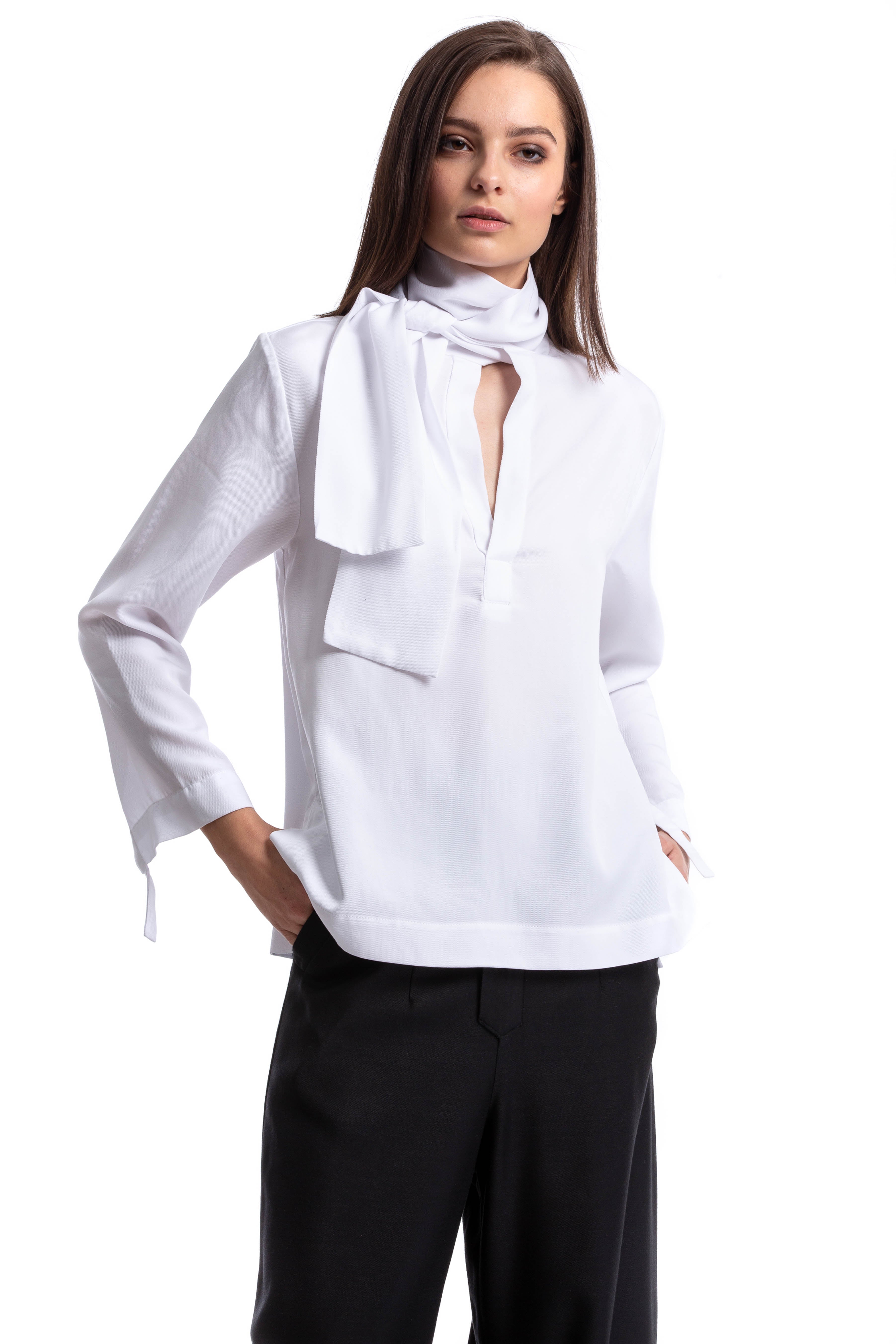 Astrid White Long Sleeve Blouse